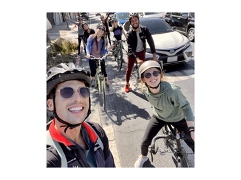 a group photo of people on bikes